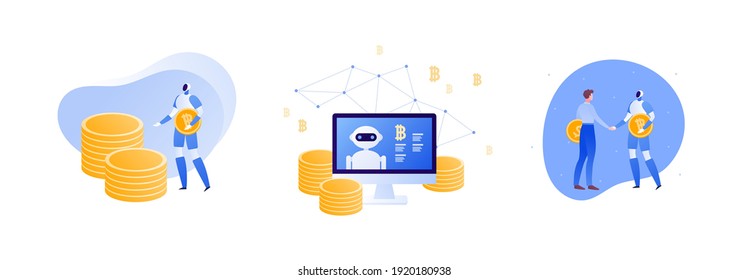 Business partnership, success deal concept. Vector flat people illustration set. African american and caucasian businesswoman and businessman handshake. Customer and employee hold money puzzle piece.