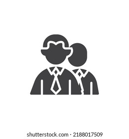 Business partnership vector icon. filled flat sign for mobile concept and web design. Two business person glyph icon. Symbol, logo illustration. Vector graphics