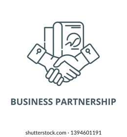 Business partnership vector line icon, linear concept, outline sign, symbol