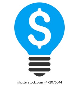 Business Patent Bulb icon. Vector style is bicolor flat iconic symbol with rounded angles, blue and gray colors, white background.