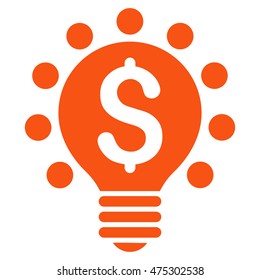 Business Patent Bulb icon. Vector style is flat iconic symbol with rounded angles, orange color, white background.