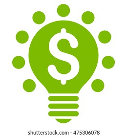 Business Patent Bulb icon. Vector style is flat iconic symbol with rounded angles, eco green color, white background.