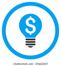 Business Patent Bulb rounded icon. Vector illustration style is flat iconic bicolor symbol, blue and gray colors, white background.