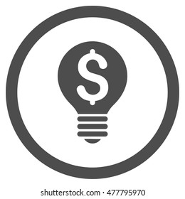 Business Patent Bulb rounded icon. Vector illustration style is flat iconic symbol, gray color, white background.