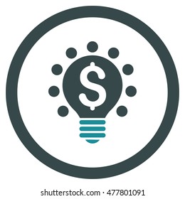 Business Patent Bulb rounded icon. Vector illustration style is flat iconic bicolor symbol, soft blue colors, white background.