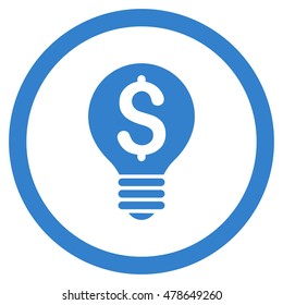 Business Patent Bulb rounded icon. Vector illustration style is flat iconic symbol, cobalt color, white background.