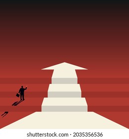 Business path concept. The arrow points the way to the person. The arrow points to your text. Vector