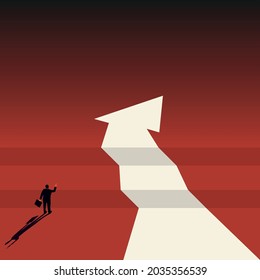 Business path concept. The arrow points the way to the person. The arrow points to your text. Vector