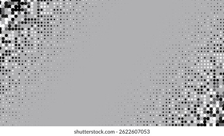 Business Pattern. Cool Memphis Art With Circles. Dynamic Frame For Annual Invitation. Greyscale Dots Flyer. Minimalist Grey Background. Geometric Black Poster. Trendy Business Pattern