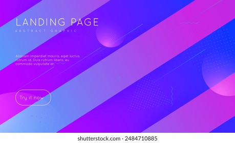 Business Pattern. Light 3d Poster. Blue Techno Texture. Vector Cover. Round Corporate Elements. Geometric Page. Tech Landing Page. Purple Business Pattern