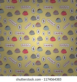 Business pattern on yellow, white and gray background. Vector. Seamless business pattern.