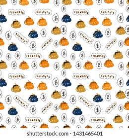 Business pattern on yellow, white and orange background. Vector. Seamless business pattern.