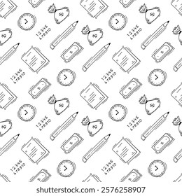 business pattern. startup seamless pattern. doodle business seamless pattern. startup background