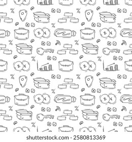 business pattern. startup seamless pattern. doodle business seamless pattern. startup background