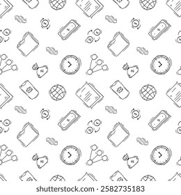 business pattern. startup seamless pattern. doodle business seamless pattern. startup background