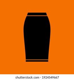 Business Pencil Skirt Icon. Black on Orange Background. Vector Illustration.