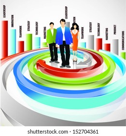 Business people with 3d arrows vector.