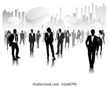 business people with 3d speech bubbles