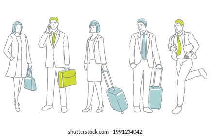 Business People In Action. Easy To Use Simple, Flat Vector Illustration Set Isolated On A White Background. 