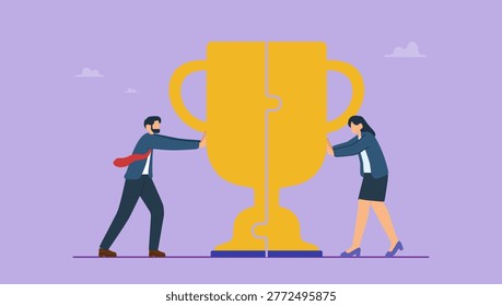 Business people agreement or solution to win together. Win-win situation, solution for best result, teamwork to help success and achieve goal together concept.