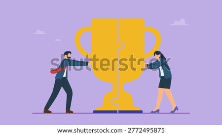 Business people agreement or solution to win together. Win-win situation, solution for best result, teamwork to help success and achieve goal together concept.