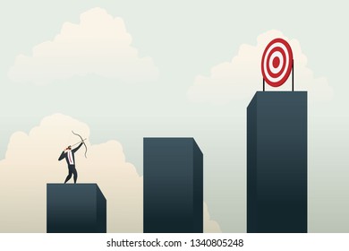 Business people aiming the target on graph. Concept business, vector illustration.