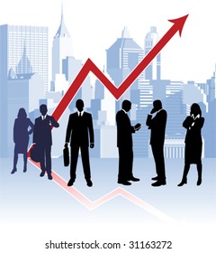 Empresarios.  Todos los elementos y texturas son objetos individuales. Escala de ilustración vectorial a cualquier tamaño.