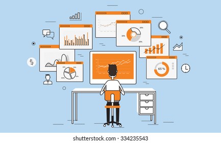 business people analytic business graph on monitor concept