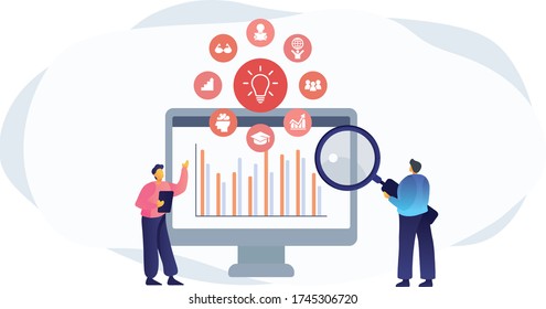 business people analytics and monitoring investment and finance report graph on monitor concept
