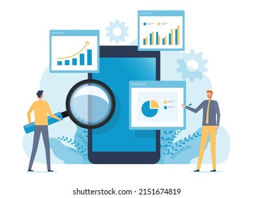 Business People Analytics Monitoring Report Dashboard Stock Vector 