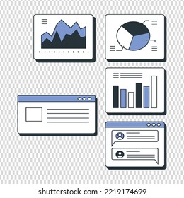 Business people analyzing financial charts on computers. Analysis, management, technology concept. Vector illustration can be used for topics like business, analytics, finance