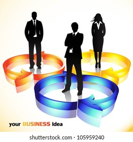 Business people with arrow background