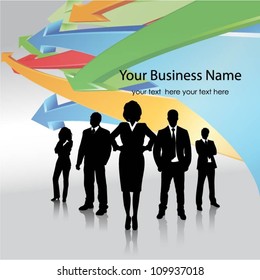 Business people with arrow background