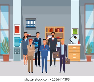 business people avatar cartoon characters in the office