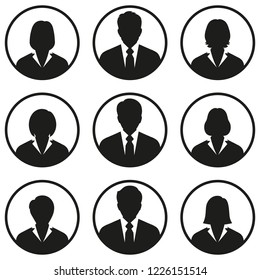 Business people avatar icons on white background