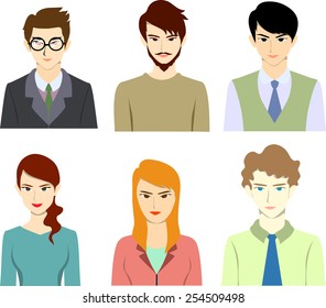 Business people avatars with faces. Icon,sign,logo. Flat design.
