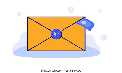 business people background. landing page illustration of email marketing fees. email containing dollars. the benefits of digital email. payment email