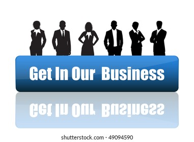 Business people with banner