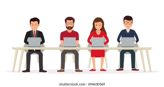 Person Sitting Behind Desk Images Stock Photos Vectors