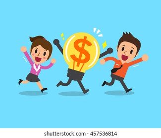 Business people with big money idea character