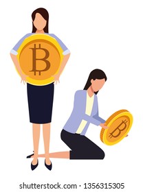 Business people with bitcoins