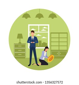 Business people with bitcoins