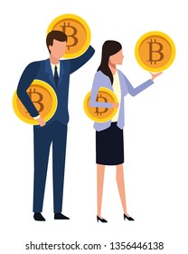 Business people with bitcoins