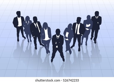 Business People Black Silhouette Team Businesspeople Group Human Resources Vector Illustration