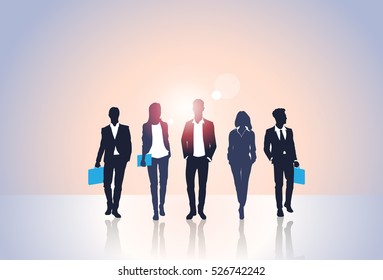 Business People Black Silhouette Team Businesspeople Group Human Resources Vector Illustration