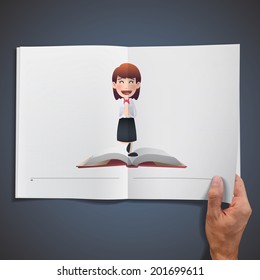 Business people with book printed on notebook