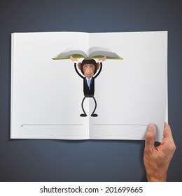 Business people with book printed on notebook