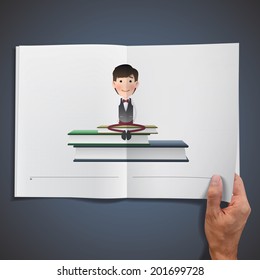 Business people with book printed on notebook