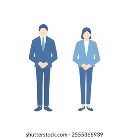 Business people bowing. Service industry, business communication, greetings.