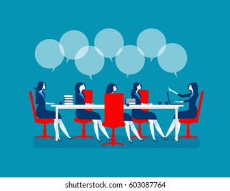 Business people brainstorming. Concept business illustration, businesswomen meeting for marketing deals to sucess. Vector flat